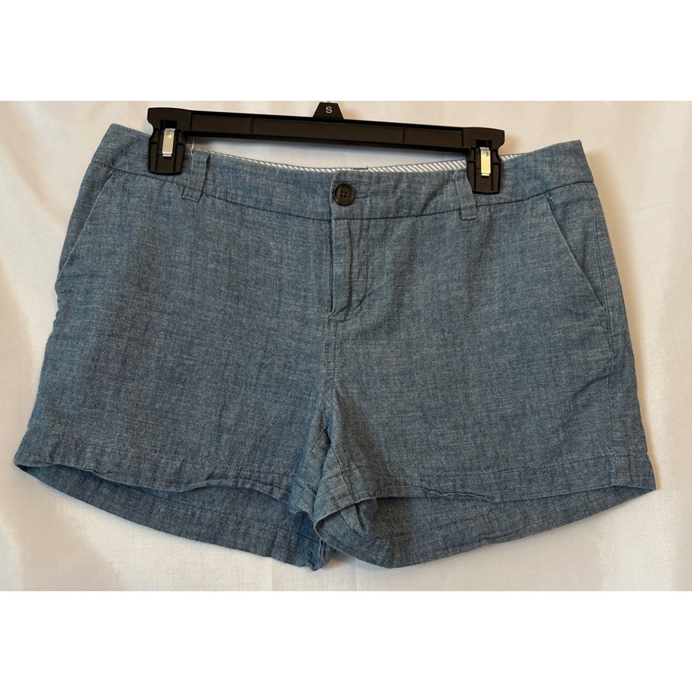 Merona Shorts Womens Size 4 Blue Chambray Pockets Comfort Casual Summer